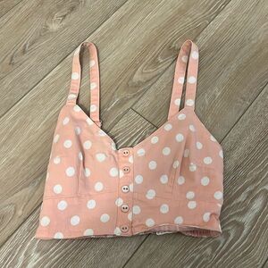 Forever 21 cropped pink polka dot crop top